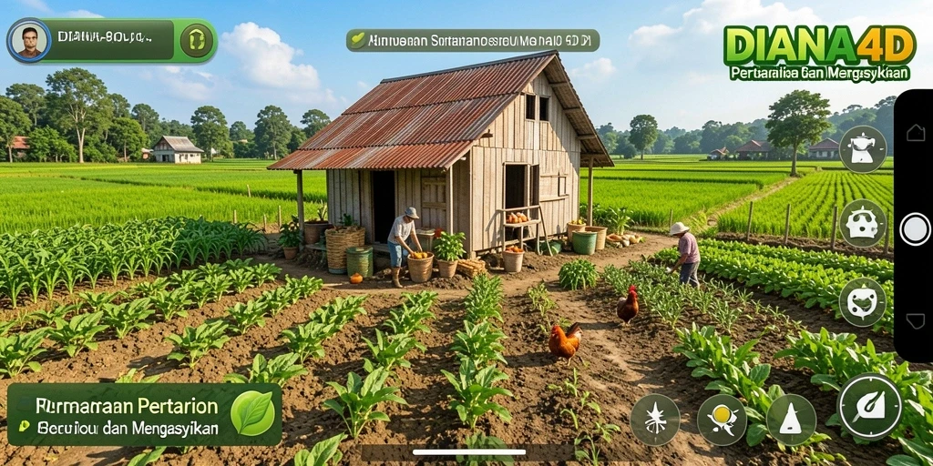 Tampilan gameplay seru saat mengelola ladang di DIANA4D.