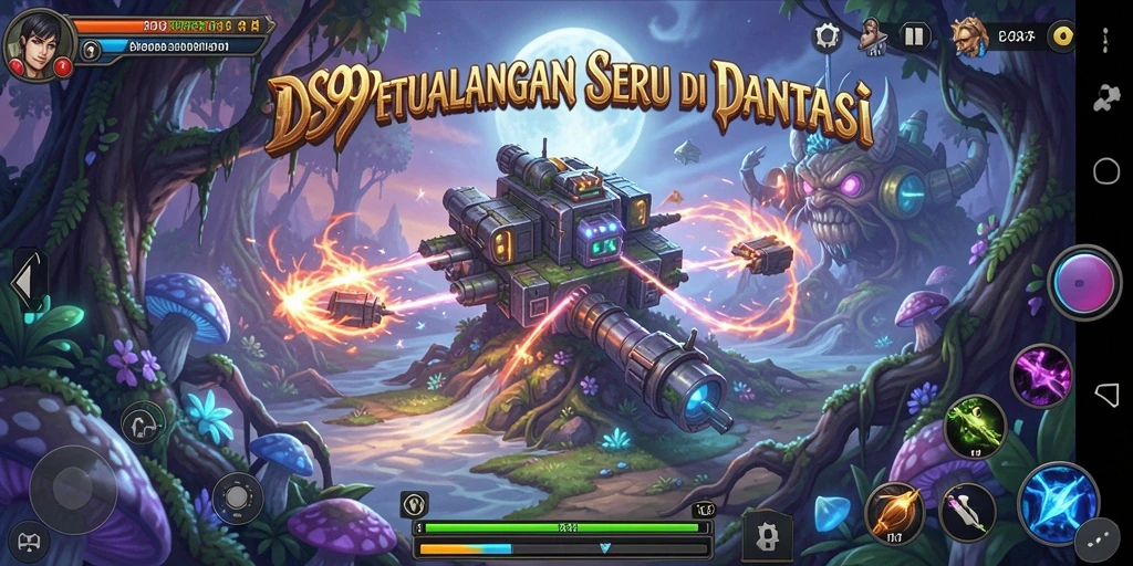 Tangkapan layar dari gameplay <strong>DS99</strong> menunjukkan petualangan seru dalam grafis yang memikat.