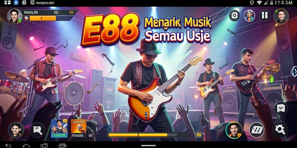 Tampilan gameplay E88 dengan berbagai alat musik dan lagu yang menarik.