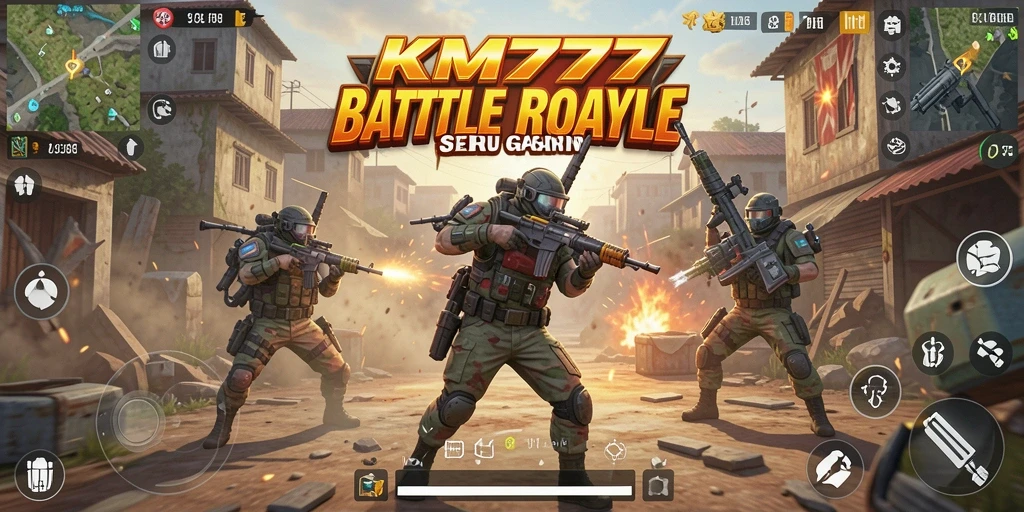 Screenshot KM777 menampilkan aksi mendebarkan dalam mode Battle Royale.
