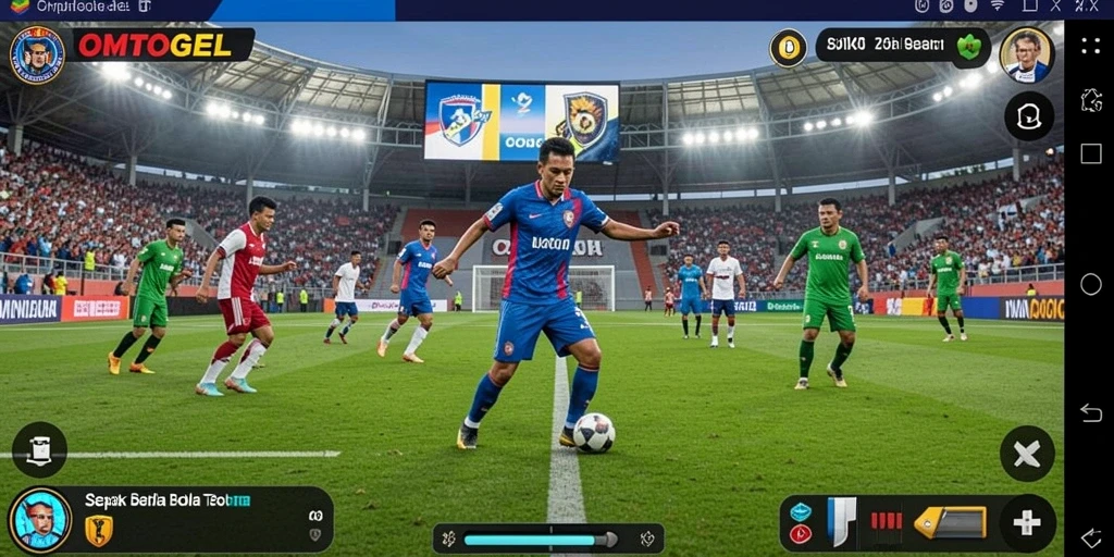 Tampilan gameplay menegangkan di OMTOGEL dengan aksi sepak bola yang seru.