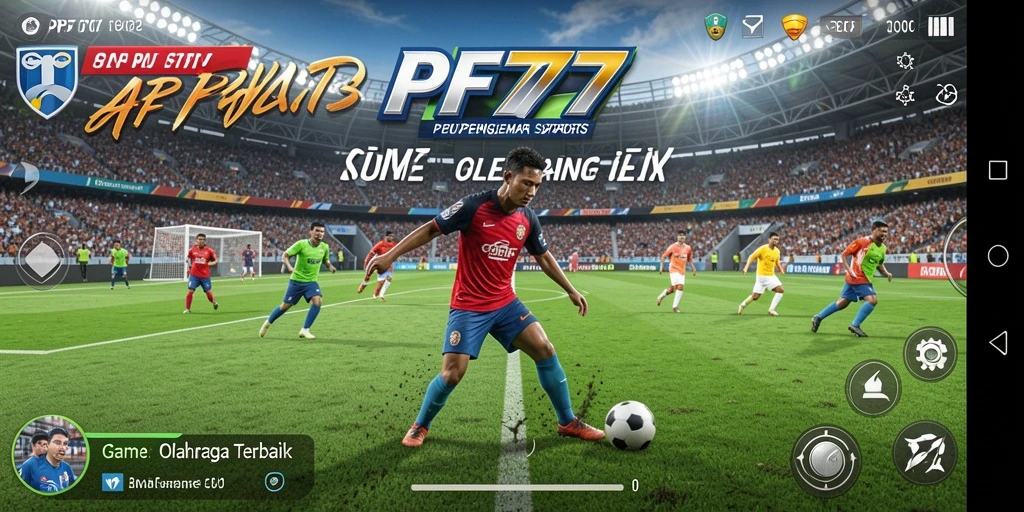Screenshot utama PF777 menampilkan aksi seru dalam pertandingan olahraga.