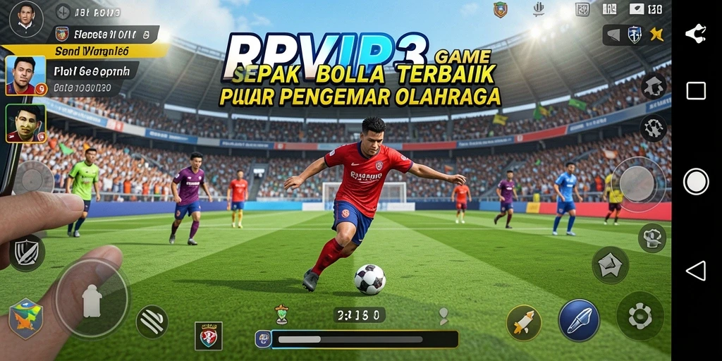 Tampilan gameplay RPVIP3 dengan aksi sepak bola yang mendebarkan.