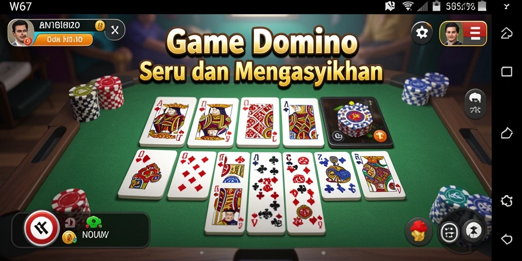 Tampilan gameplay seru di W67 dengan berbagai mode permainan Domino.